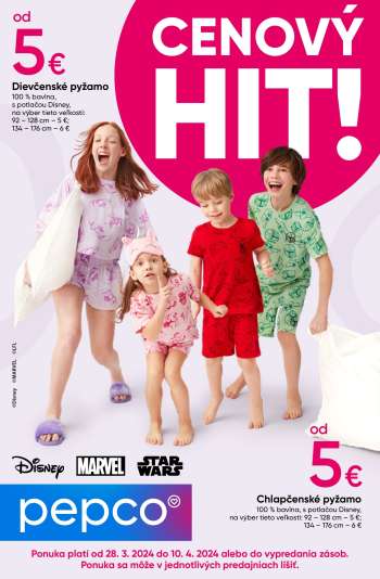 thumbnail - Leták Pepco - Detské pyžamá Disney